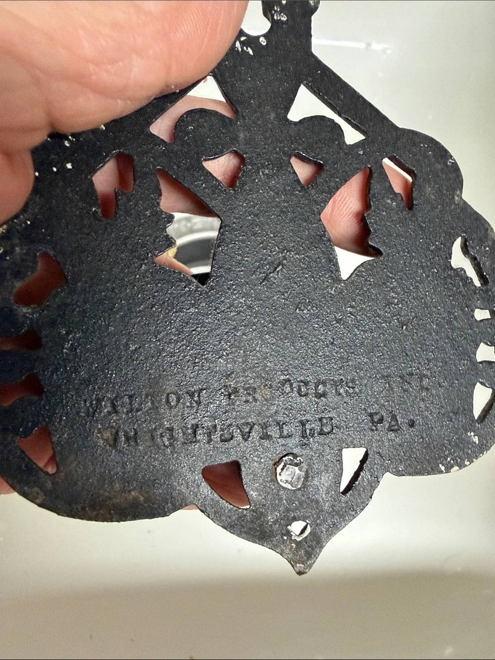 Vintage Wilton painted cast iron match holder